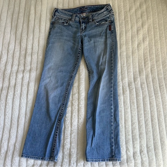 Silver Jeans Womens US24 Lowrise Light Blue Straight Leg Jeans - Picture 2 of 13
